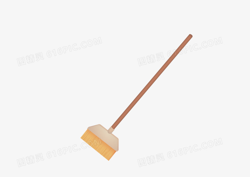 手绘卡通劳动节木质扫帚