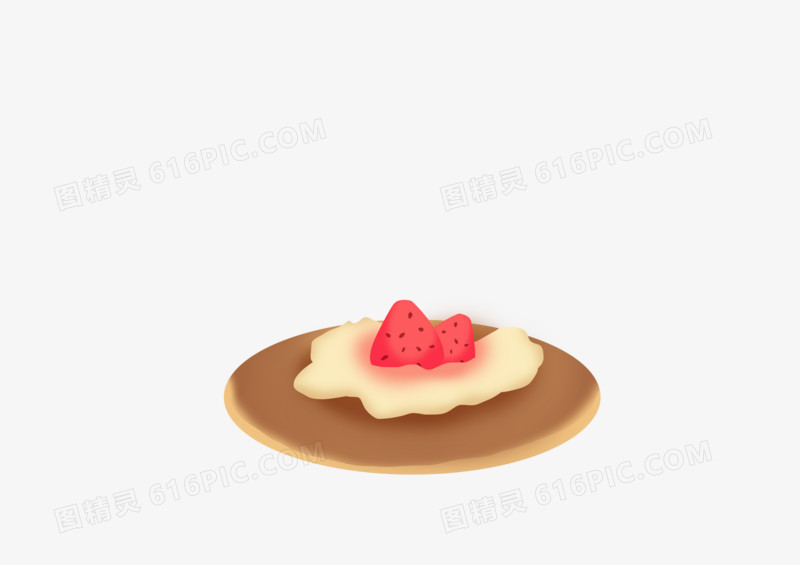 手绘卡通美食草莓奶油馅饼