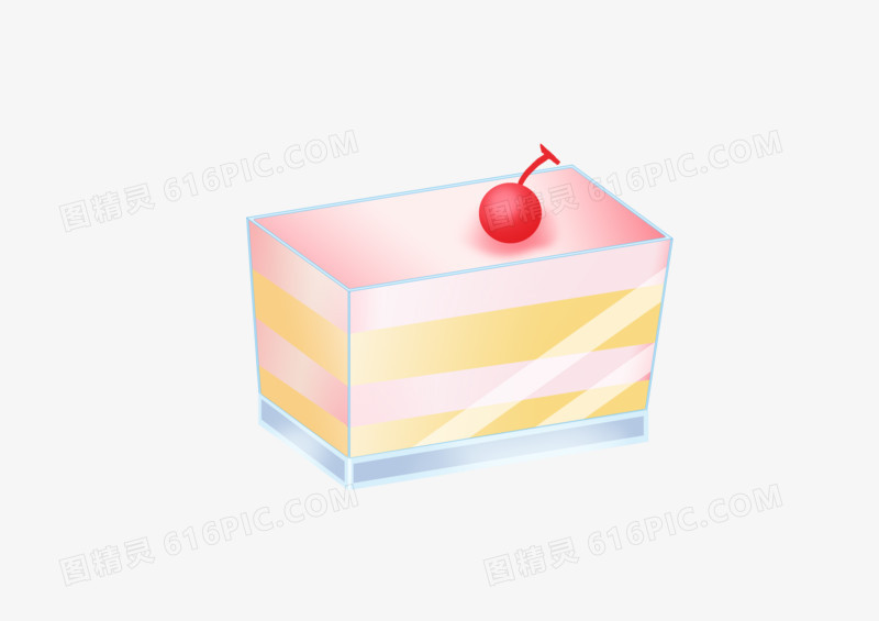手绘卡通美食樱桃盒子蛋糕