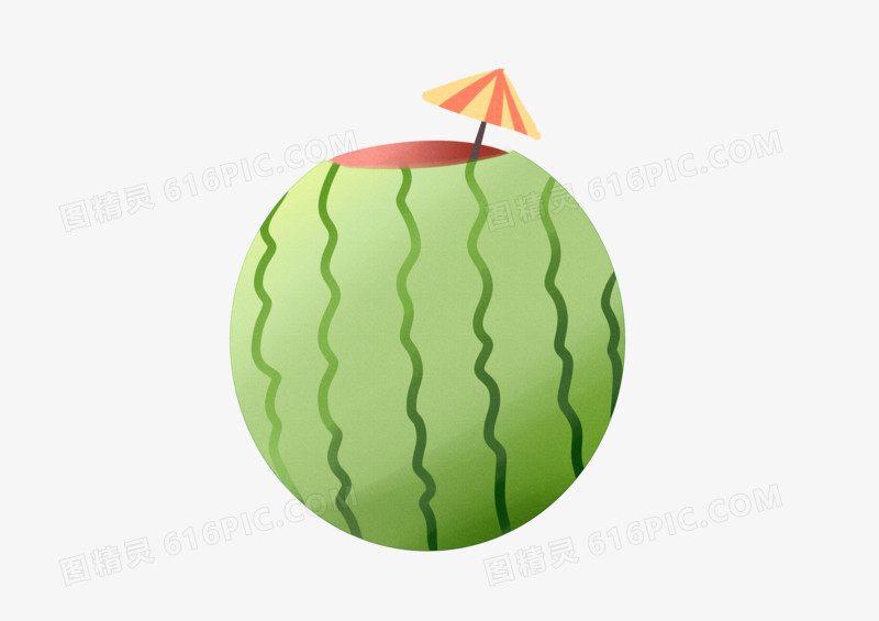 手绘卡通可爱绿色西瓜
