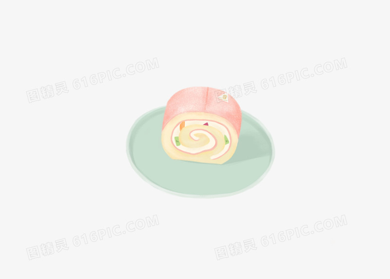 美食甜品蛋糕下午茶美味清新插画水果奶油
