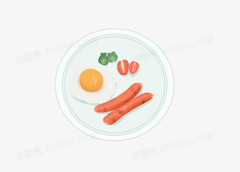 美食美味早餐鸡蛋火腿番茄蔬菜健康美味
