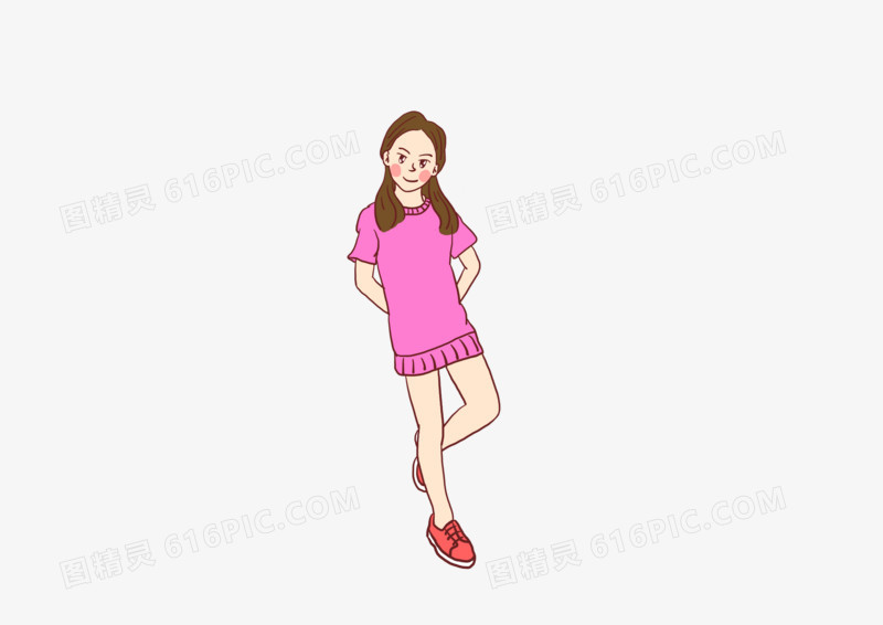 卡通插图简约少女
