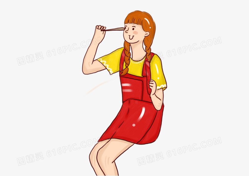 卡通手绘双马尾女孩