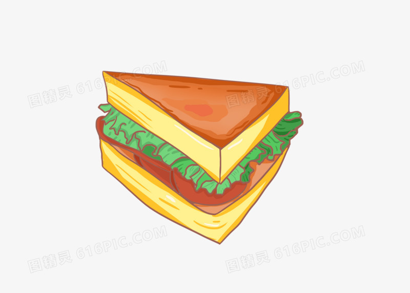 插画手绘风卡通美味三明治