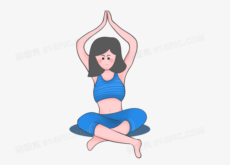 健身运动女生插画素材瑜伽人物