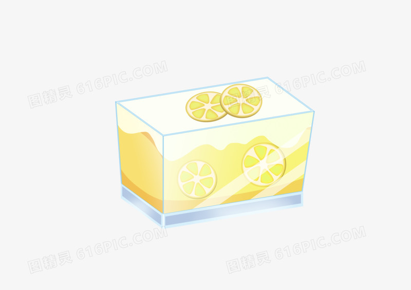 手绘卡通美食柠檬盒子蛋糕