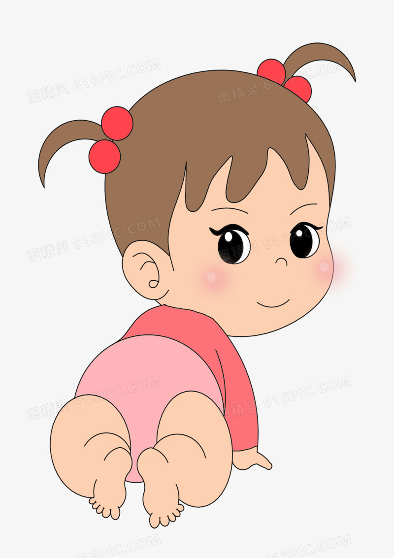 粉色可爱爬行婴儿 