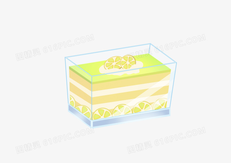 手绘卡通美食柠檬蛋糕盒子