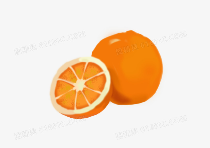 手绘卡通水果可爱橙子