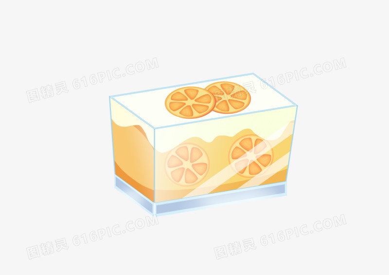 手绘卡通美食橙子盒子蛋糕