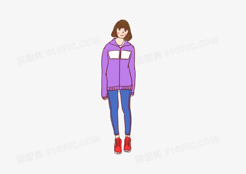 卡通短发校园女学生