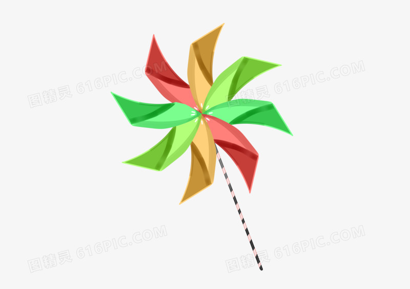 彩色卡通风车矢量素材