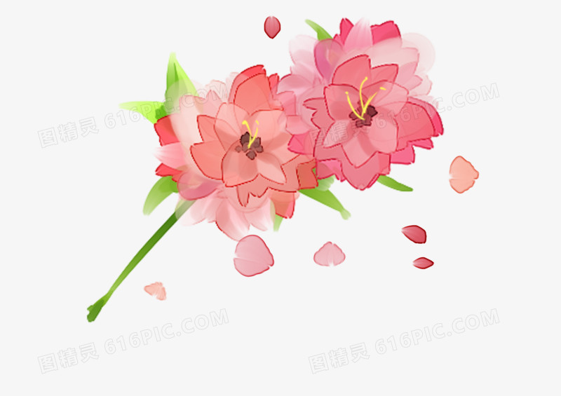 粉色手绘樱花矢量元素