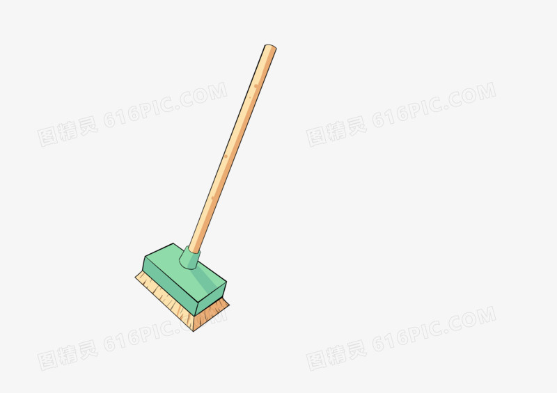 手绘卡通可爱黄色拖把