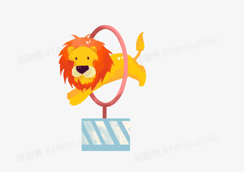 可爱马戏团狮子杂技素材
