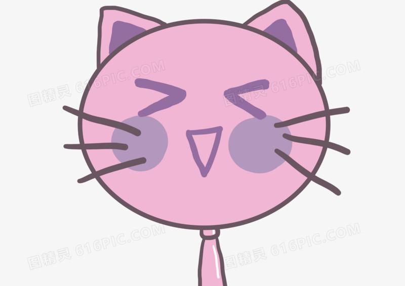卡通手绘可爱猫咪粉色扇子