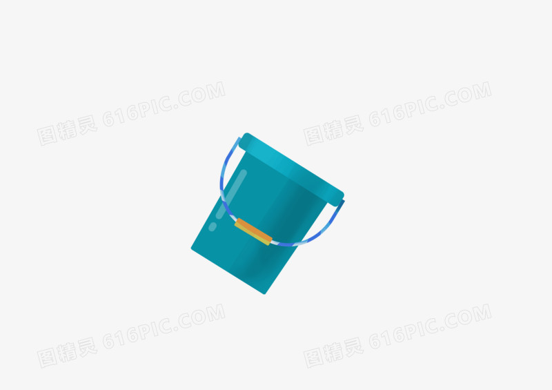 手绘可爱卡通绿色手提水桶