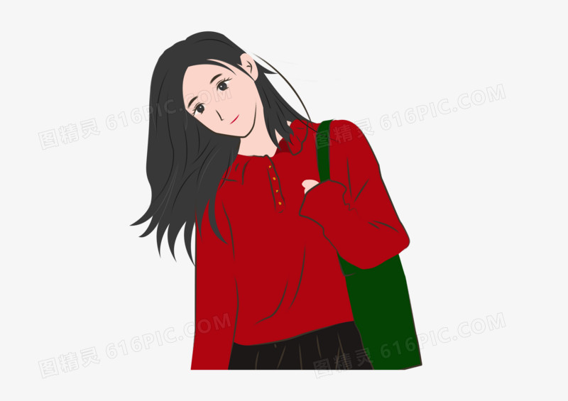 手绘卡通的美丽女孩