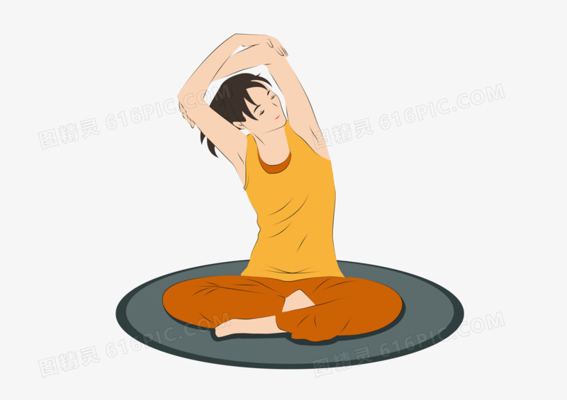 卡通手绘的健身女孩