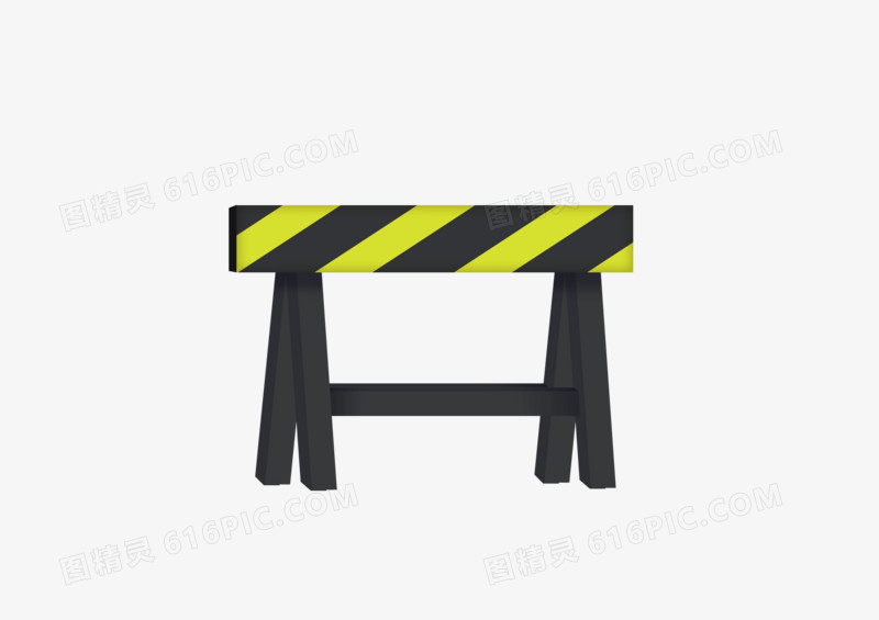 手绘卡通劳动节黄黑路障
