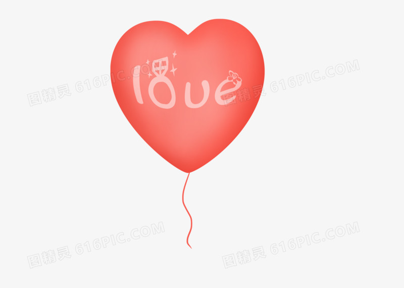 红色心形装饰卡通素材气球