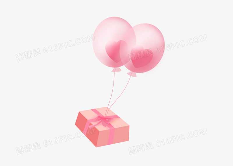 粉色礼物盒装饰情人节卡通气球