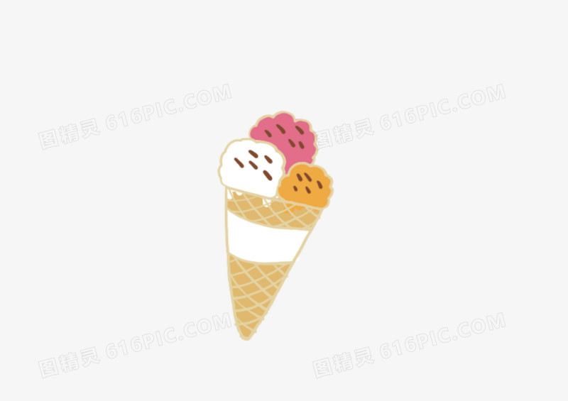 三色卡通冰淇淋插图元素