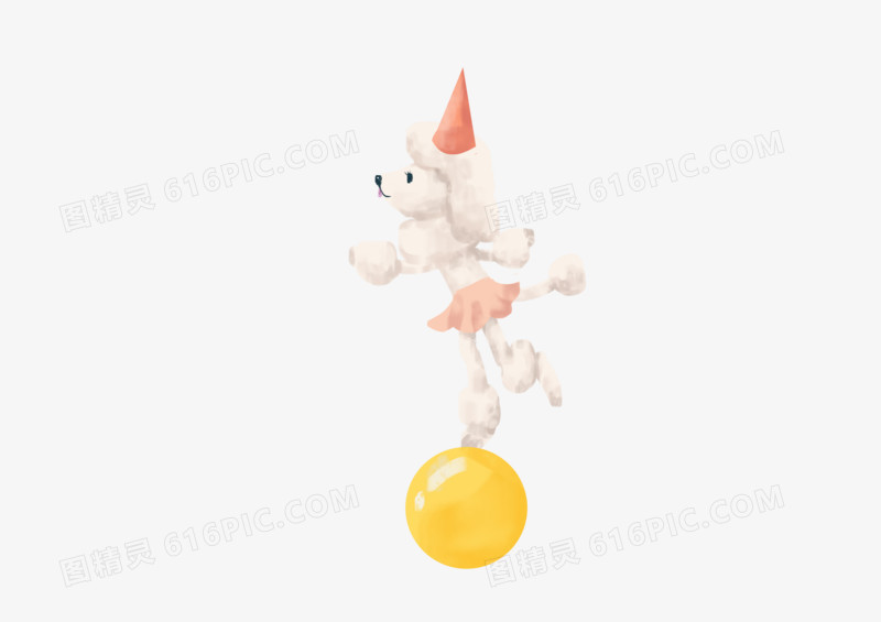 彩色小清新马戏团贵宾犬素材
