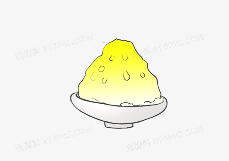 柠檬黄色卡通刨冰插图元素