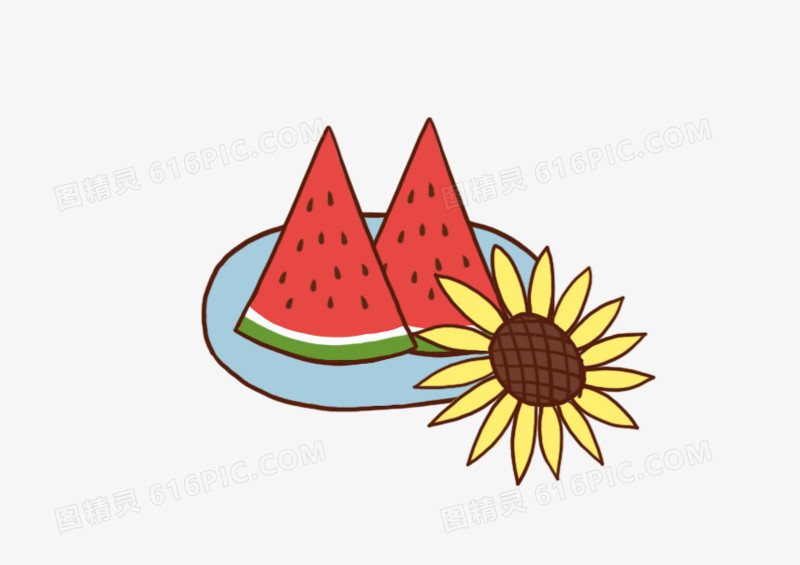 红色卡通西瓜夏天插图元素