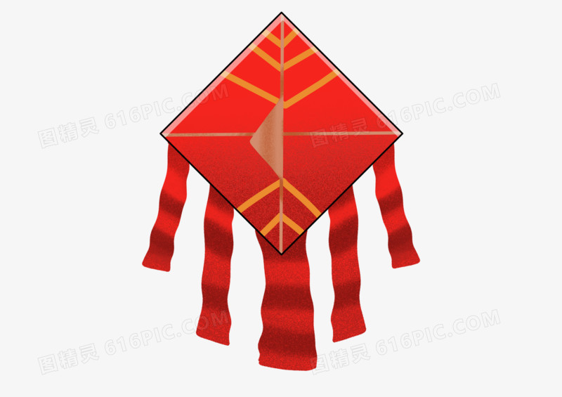 中国风卡通红色风筝古典风筝飘带风筝元素设计