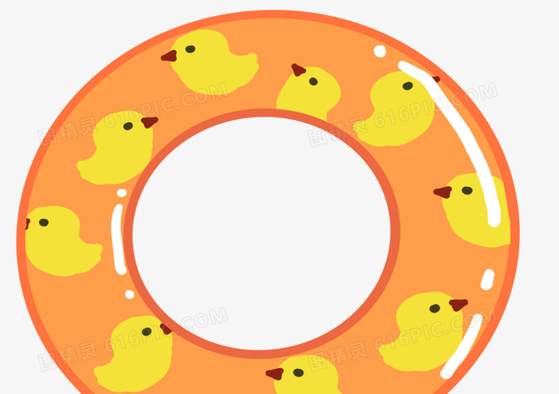 卡通手绘夏天小鸭子泳泳圈