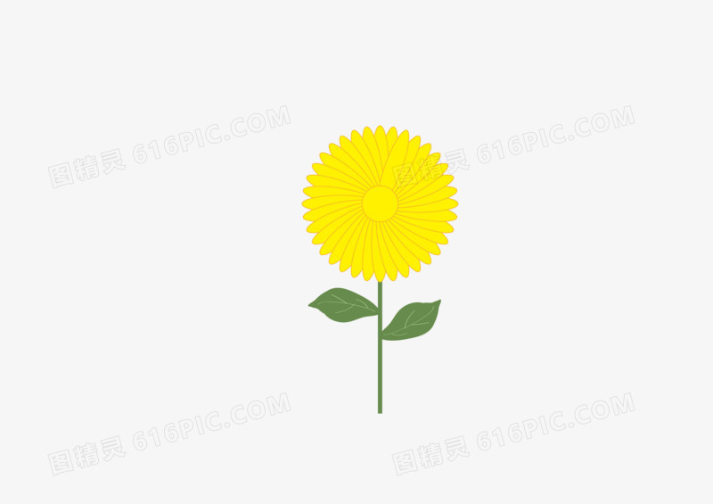 一朵黄色小花植物手绘图标