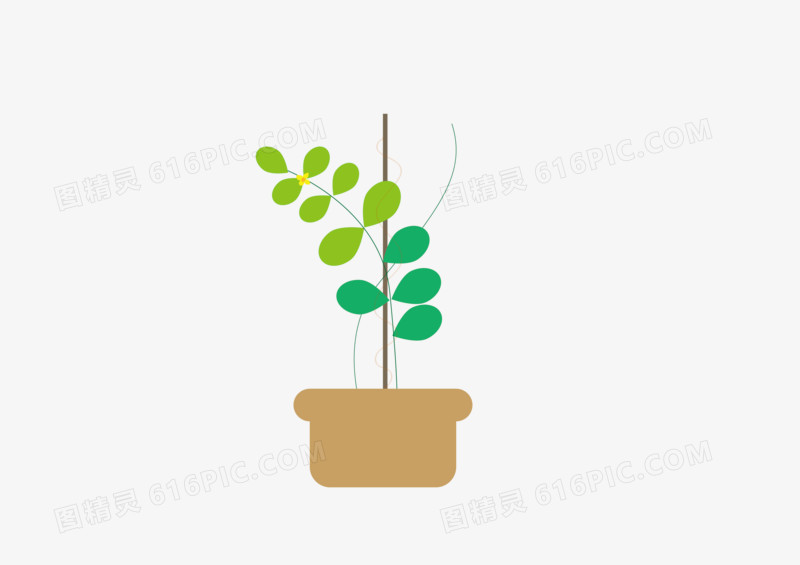 绿色小清新手绘盆栽植物素材图标