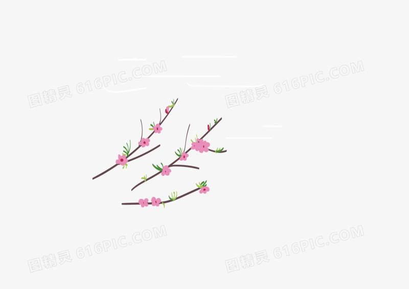 矢量图手绘粉色花朵