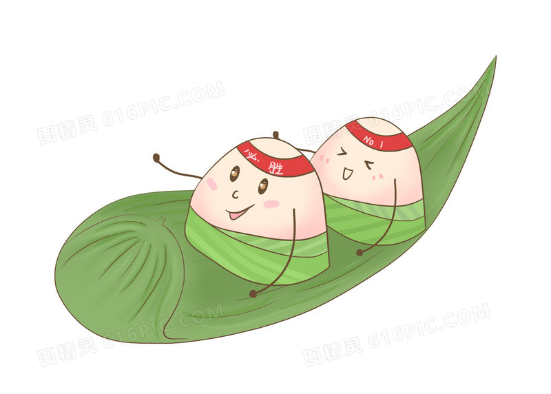 卡通手绘端午节可爱的粽子赛龙舟素材