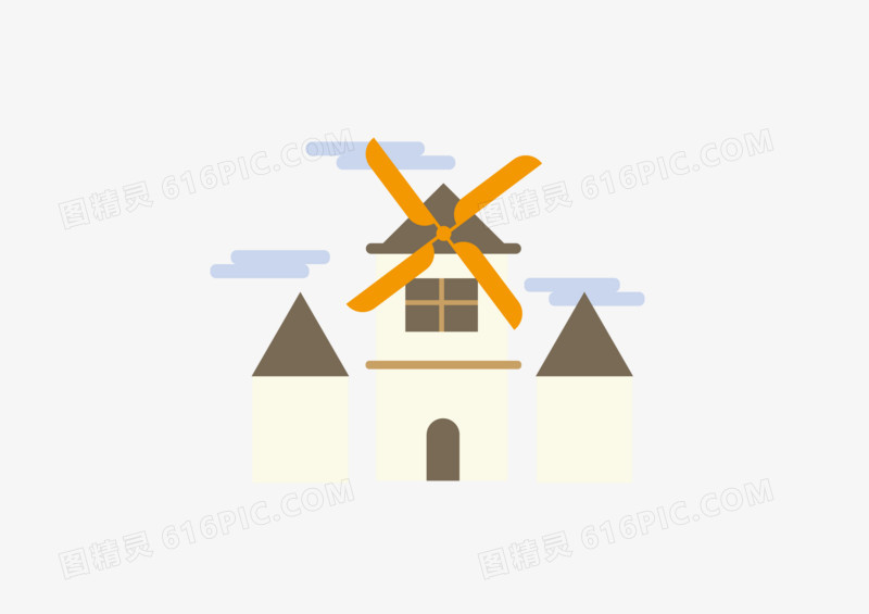 手绘风车矢量图