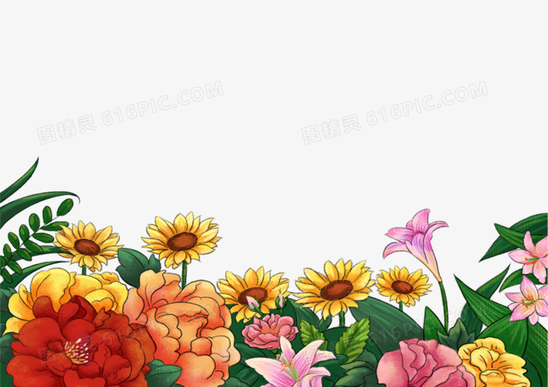 手绘花蕊花丛背景