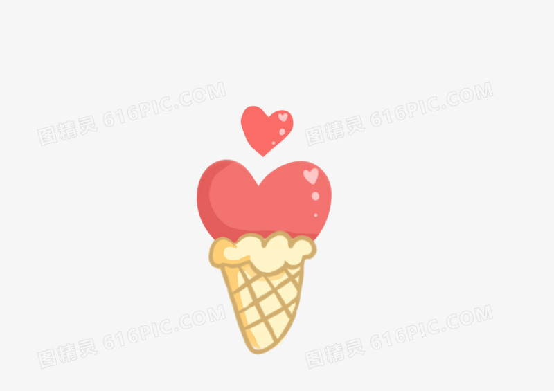 爱心恋爱夏天夏日卡通可爱浪漫冰淇淋单球