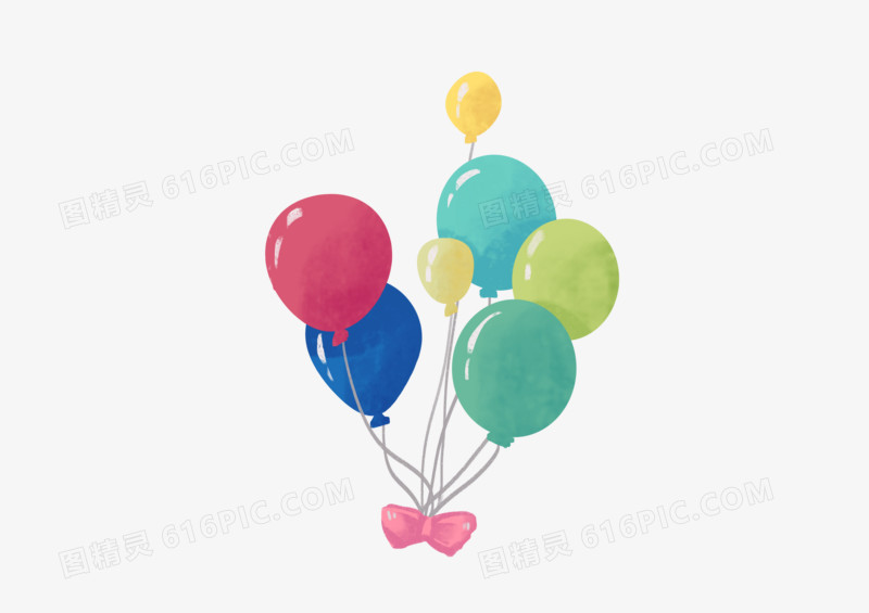 手绘卡通可爱彩色节日愚人节气球素材图片免抠