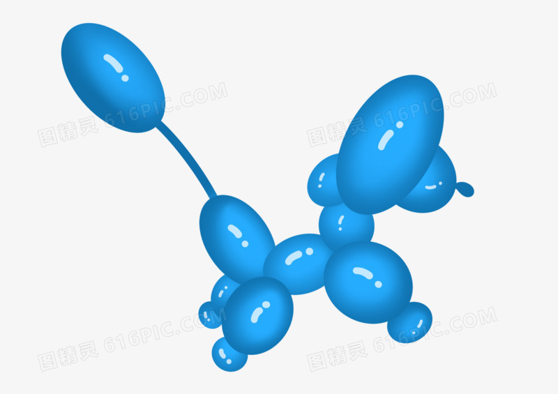 精美蓝色手绘气球小狗造型气球免抠元素