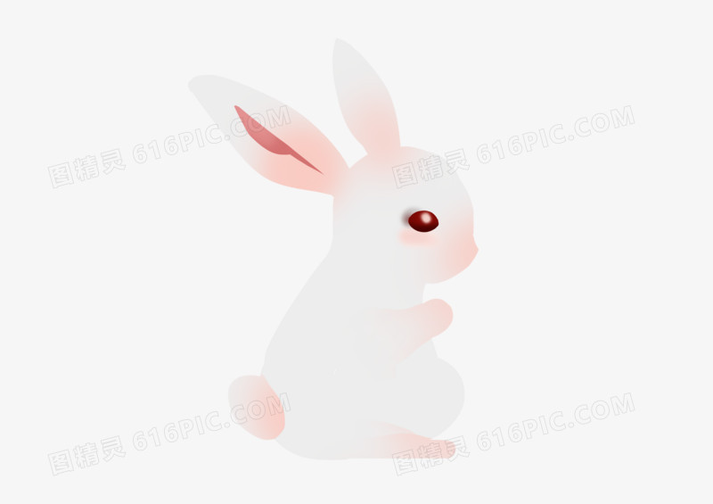白色手绘卡通小清新复活节萌兔子可爱免抠素材图片