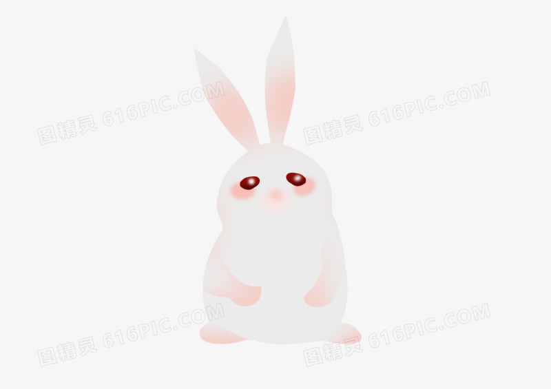 白色手绘卡通小清新复活节小兔子可爱免抠素材图片