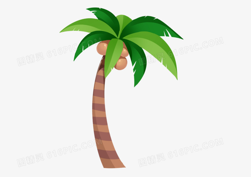 手绘卡通小清新创意立夏夏天夏威夷椰子树元素免扣