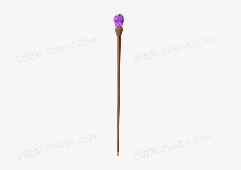 手绘卡通魔幻可爱小物件紫宝石手杖素材设计免抠