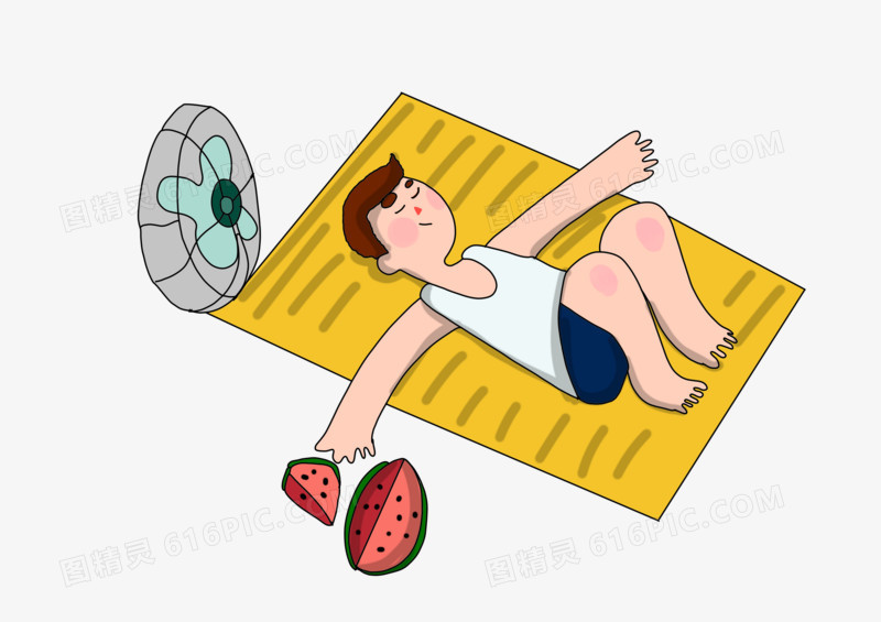 夏天男孩房间乘凉元素