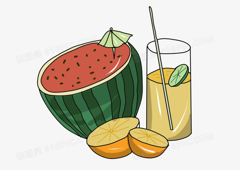 西瓜套餐饮料原创元素