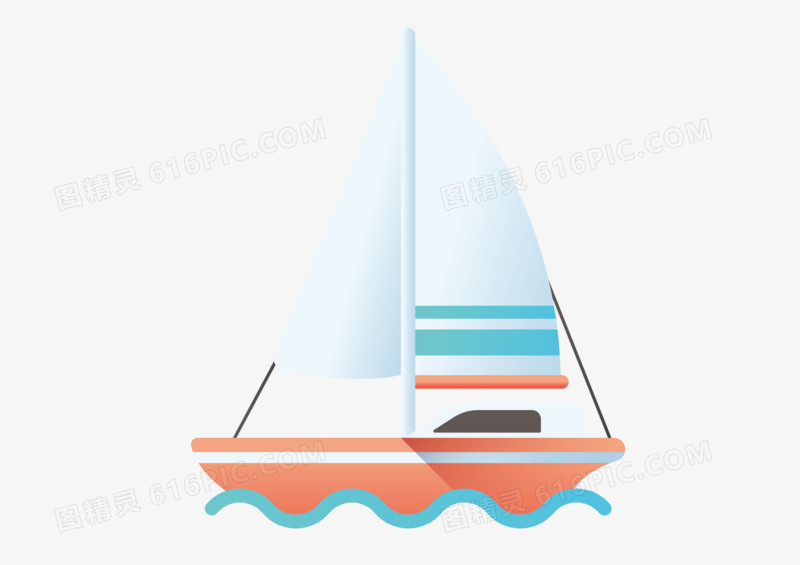 帆船免扣矢量插画