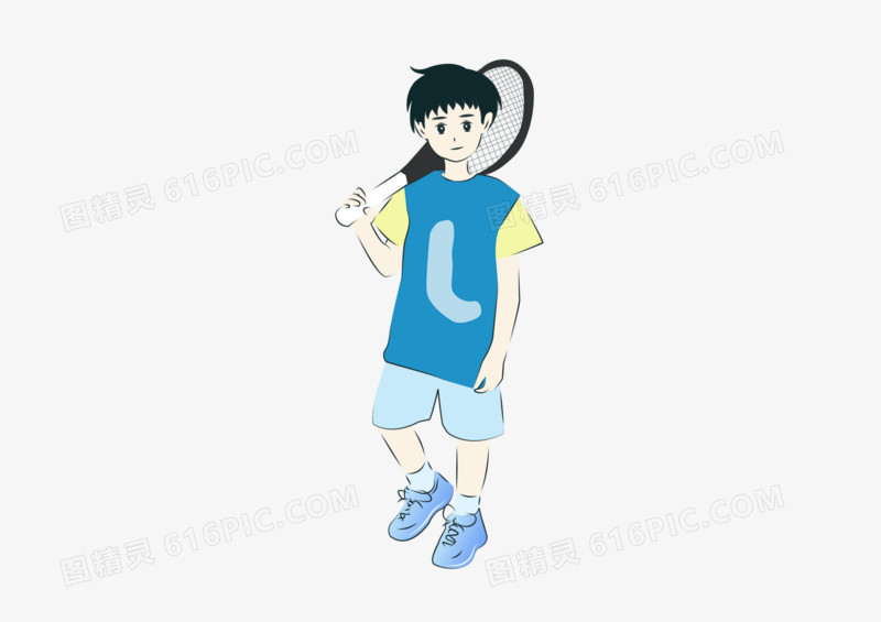 儿童节之手绘酷酷打羽毛球的男孩